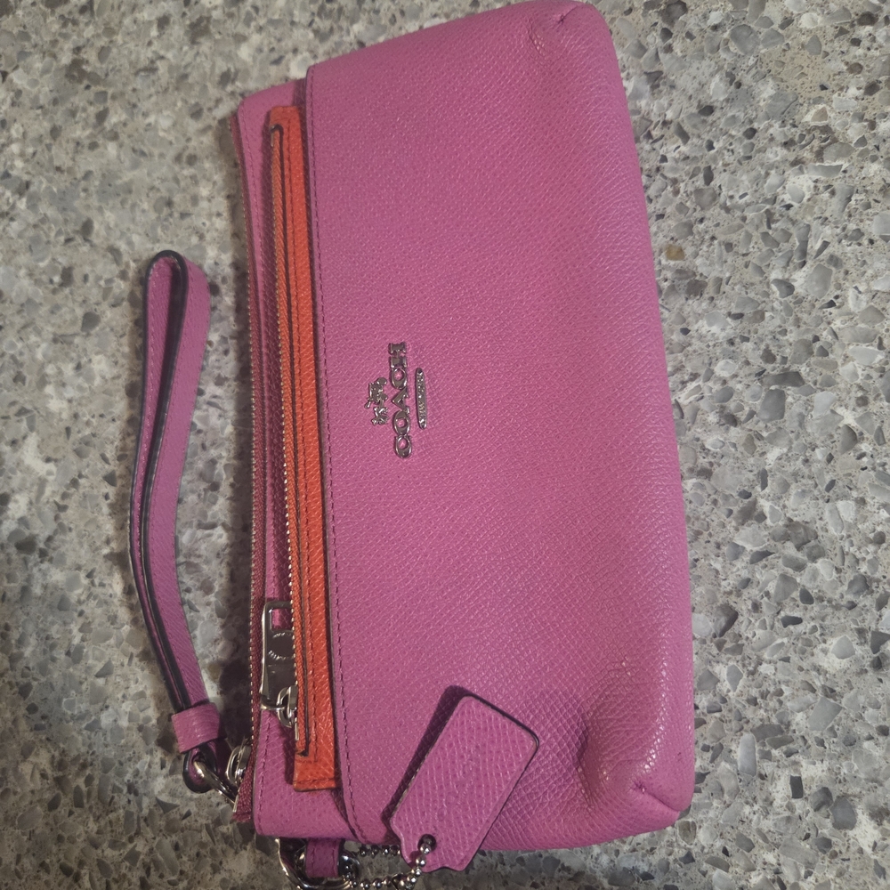 Coach Vibrant Pink and Orange Wristlet